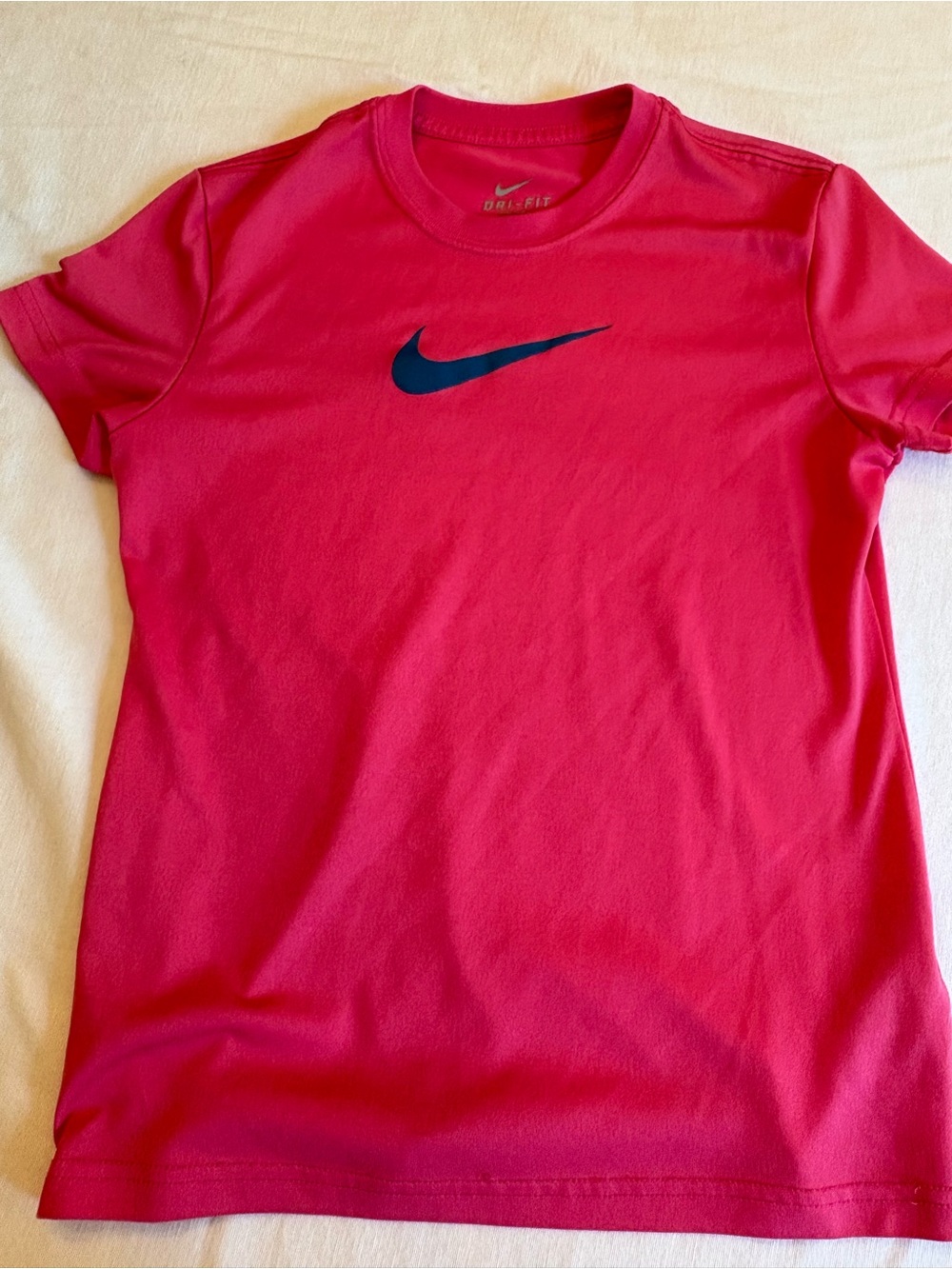 Nike Short Sleeve Tee in Bright Red with Navy Swoosh